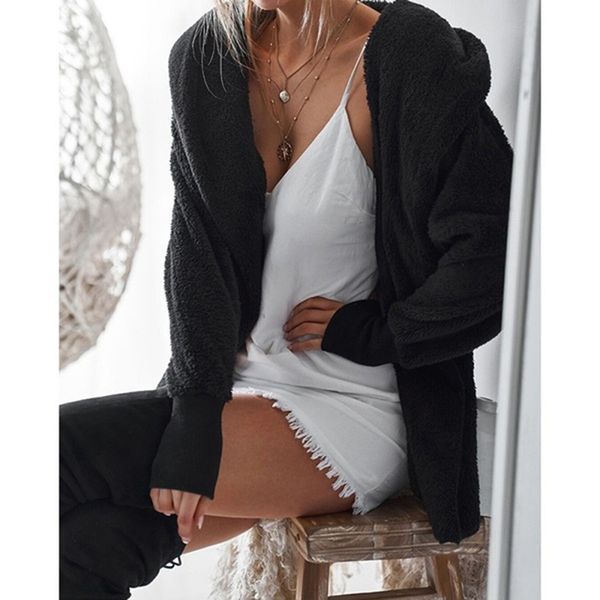 

fashion jacket women autumn and winter coat loose cardigan female overcoat coat new women solid color long sleeved, Black;brown