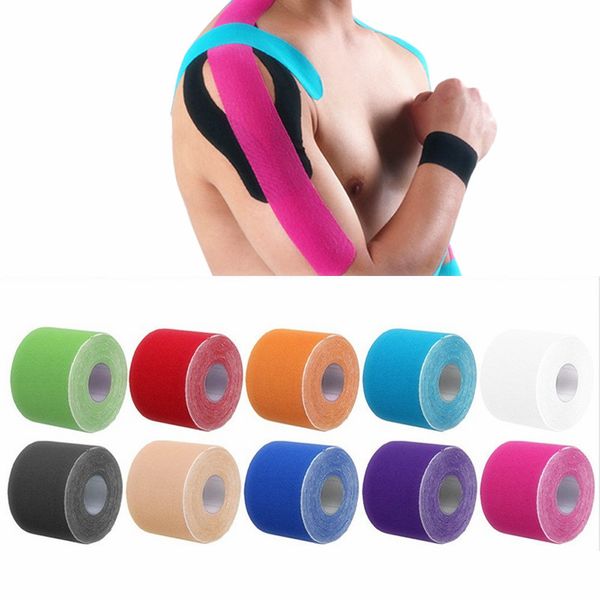

muscle bandage11 color tape elastic adhesive strain injury muscle sticker sport kinesiology tape roll cotton