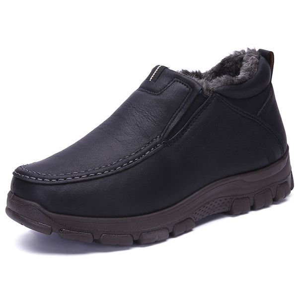 

classic men's winter cotton shoes; zapatillas; warm velvet shoes; soft non-slip very comfortable shoes for dad, Black