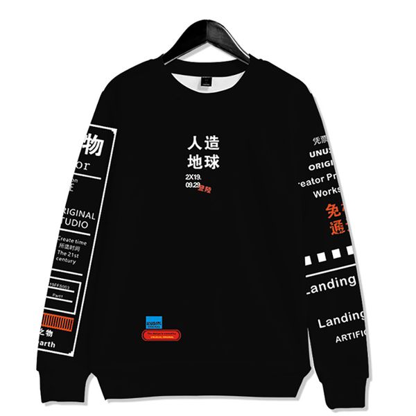 

chinese characters artificial sweatshirt sweatshirts 3d earth kanji tracksuit outerwear graphic graffiti harajuku hoodie 2020 jtsab, Black