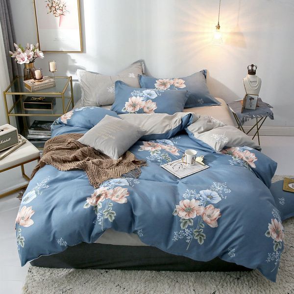 

flower pineapple geometric printed 4pcs bed cover set cartoon duvet cover bed sheets and pillowcases comforter bedding set 61001