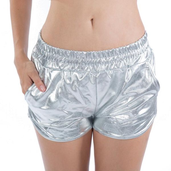

2019 summer hologram festival rave wear clothes shorts holographic shining high waist shorts women holographic fabric bottoms, White;black