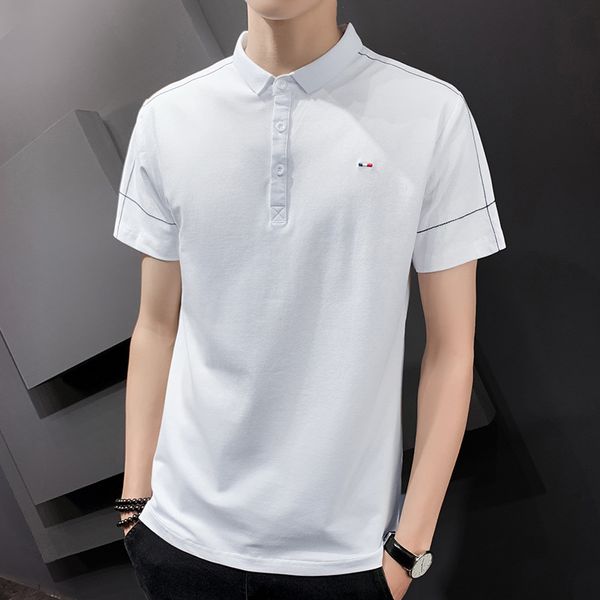 

polo shirt men's paul cotton t-shirt men's short sleeve lapel loose trend new youth casual men's half sleeve, White;black