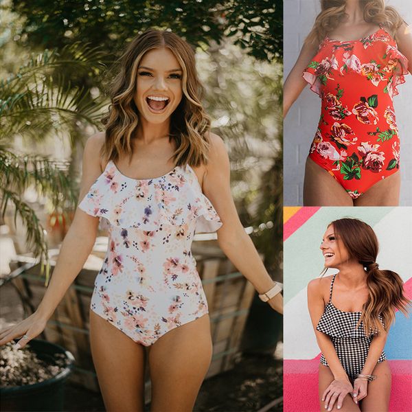 

ariel sarah 2019 lace one piece swimsuit swimwear women halter bathing suit white piece swimsuit bodysuit bandage monokini, White;black