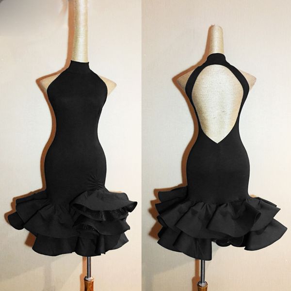 

latin dance dress women 2018 new costume latin dance competition dresses clothes for salsa black dress l94, Black;red