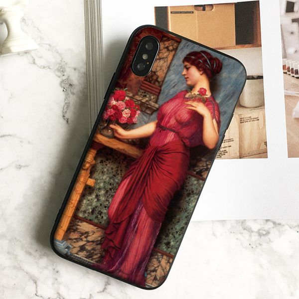 

coque luxury red lady painting чехол для телефона iphone 11 pro xs max xr 8 7 6s plus 5 se case мягкий черный силиконовый чехол tpu