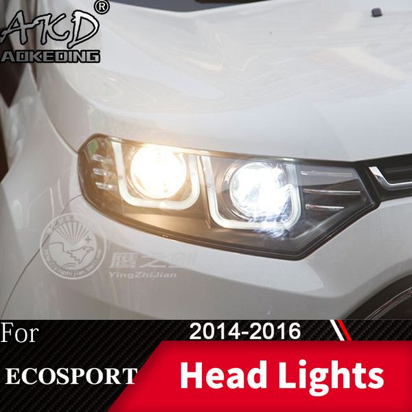 

head lamp for car ecosport 2014-2016 ecosport headlights fog light day running light drl h7 led bi xenon bulb car accessory
