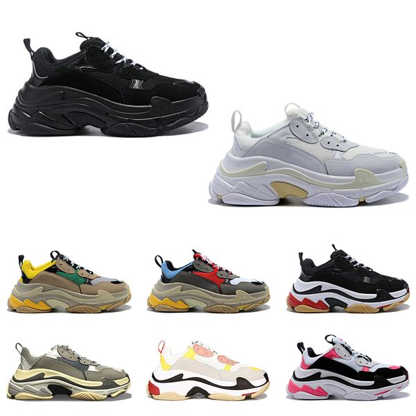 

2022 designer shoes fashion triple s sneakers casual dad men women black yellow pink sports sneakers size 36-45, White;red