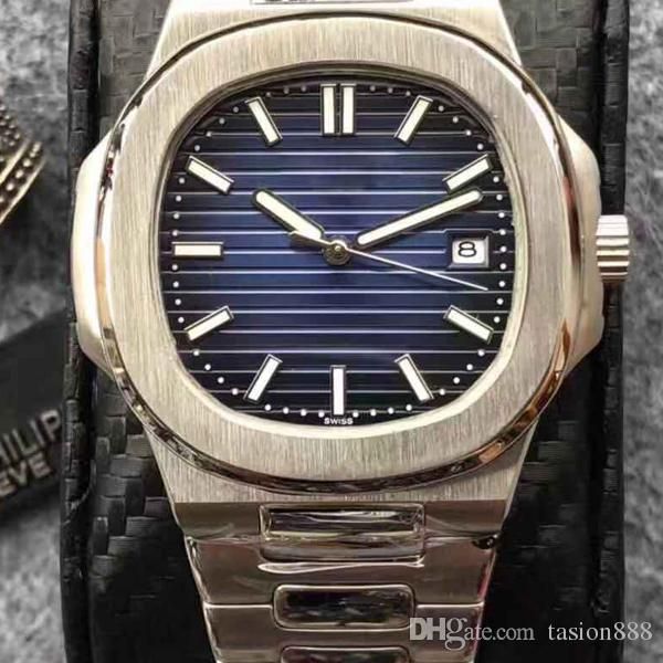 

luxury nautilus watch men 3a quartz batter luxury watches 5711 silver strap blue stainless mens quartz bat orologio di lusso wristwatch, Slivery;brown