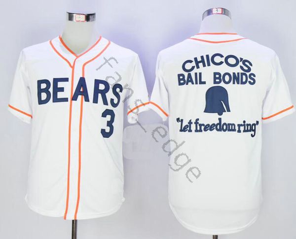 

bad news bears jersey movie 1976 chico's bail bonds 3 kelly leak baseball white black embroidered jerseys size s-xxxl