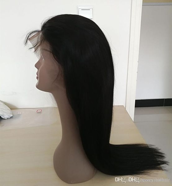 

human virgin hair pre plucked full lace wigs straight wave wigs with baby hair natural black color, density 180%, dhl, Black;brown