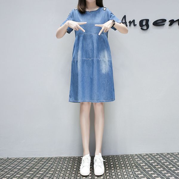 

mori girl summer casual dress fashion denim jeans dresses vestidos cotton rivet denim dress plus size xl-5xl women clothing, Black;gray