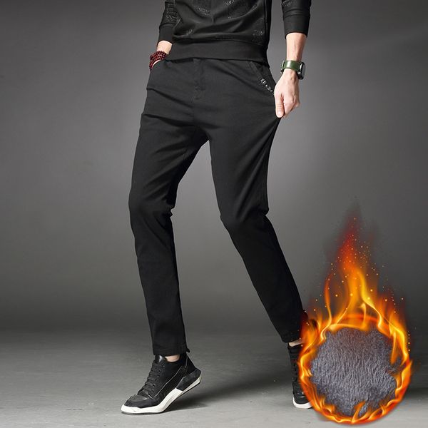 

mrmt 2019 brand winter products new men's trousers fashion casual pants for male thickened solid color trousers, Black