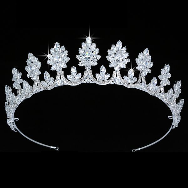 

tiaras and crown hadiyana gorgeous women wedding bridal hair accessories fashion party gift cubic zircon bc5540 corona princesa, Golden;white