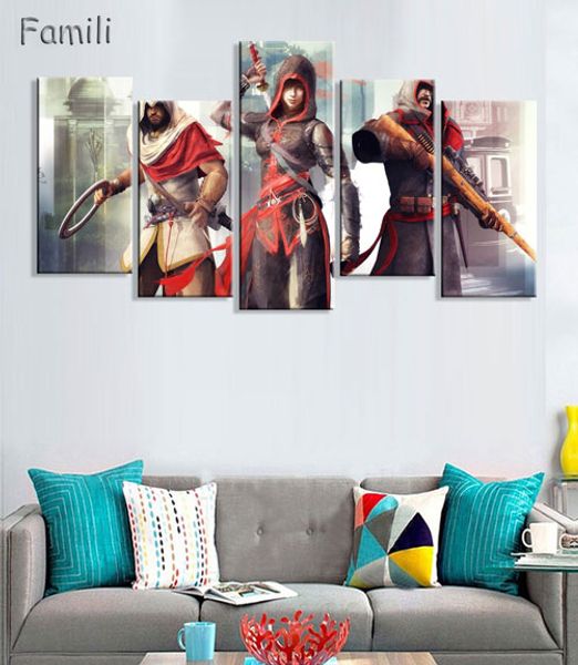 

5pcs movie assassins creed full star poster wall modular picture canvas paintings for living room bedroom kids room wallpaper