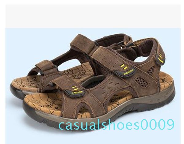 

2017 лето мужская faashion сандалии из натуральной кожи плоские ботинки пляжа тапочки walking casual mens shoessmileseller cc9, Black