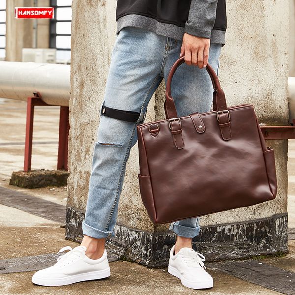 

new business men's briefcase casual slung large capacity handbag male trend shoulder messenger bag 14 inch lapbriefcases
