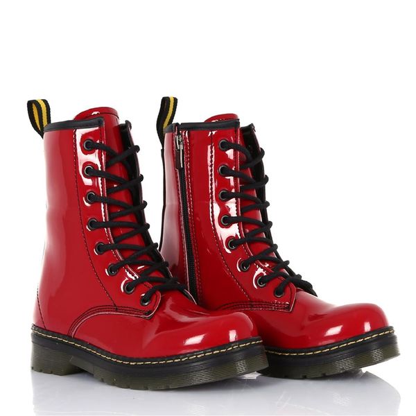 

sothe dme-2019 red patent leather men boots laced postal male shoes, Black