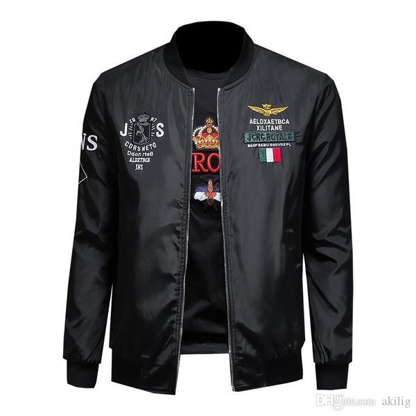 

men's jacket jacket 2019 autumn and winter men's casual autumn and winter personality fashion embroidery jacket trend clothing men, Black;brown