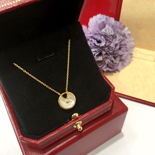 

2020 big brand jewelry women necklace 925 sterling silver natural agate double amulet pendant love necklaces women 18k gold chains jewelry