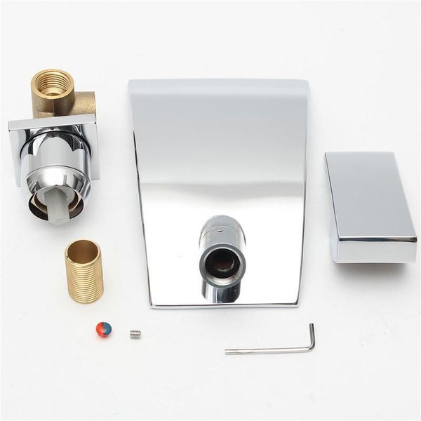 

2 in1 wall mounted bathroom faucet with single handle switch chrome sink mixer tap waterfall embedded faucets