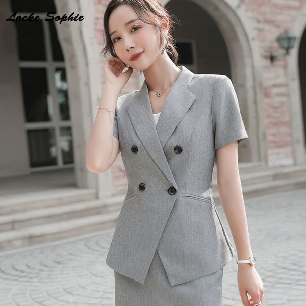 

women's plus size blazers coats 2020 summer cotton short sleeve button splicing small suits jackets ladies skinny blazers suits, White;black
