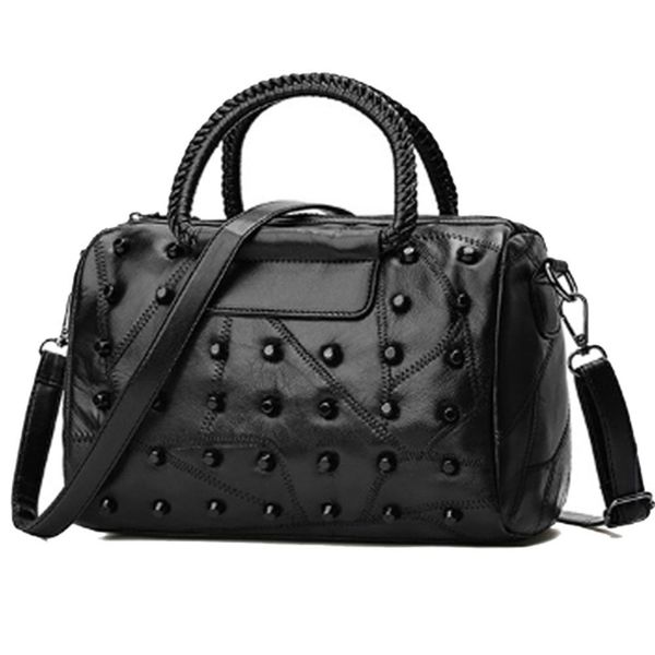 

fggs-women's handbags purses totes studded handle bags,black