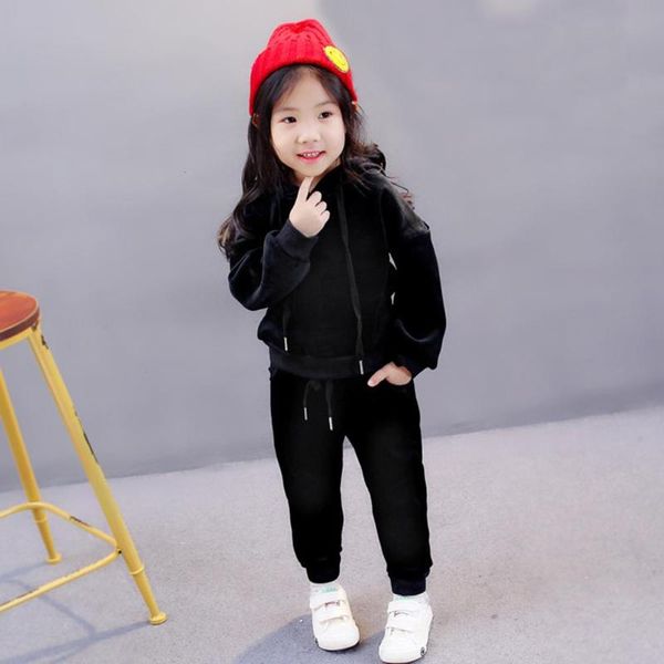 

children's sets 2pcs/set cute baby boys girls costume long sleeve hoodie pants casual children kids sports clothes, White