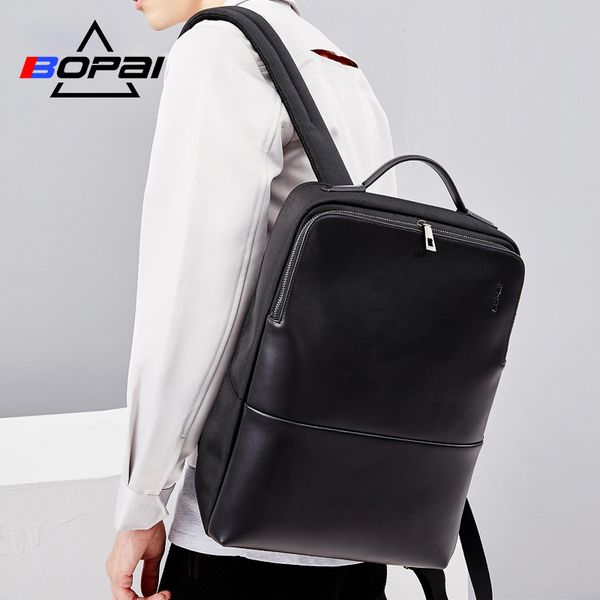 

2018 bopai cool mens backpacks man rucksack 14 inch lapbag student schoolbags men travel leather backpack bags black bagpack cj191130