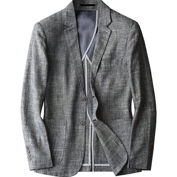 

new arrivla fashion textured yarn cotton linen blended fabric casual suit male single coat tide blazer men size mlxl 2xl 3xl 4xl, White;black