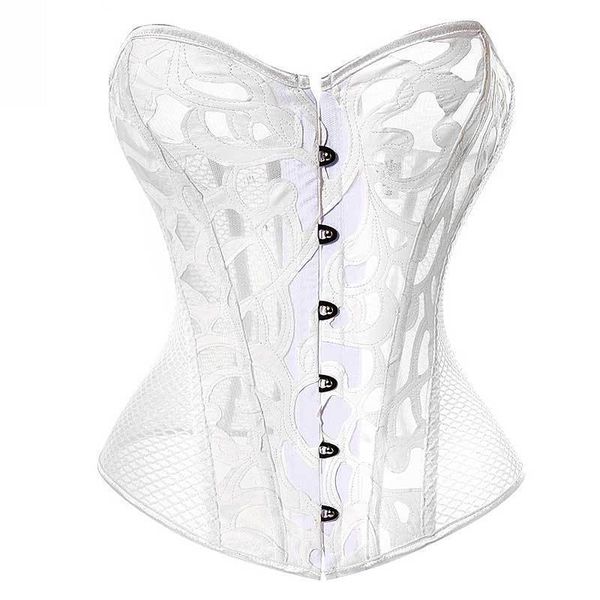 

white hollow out waist trainer corset women's lace up boned slimming lingerie corsets and bustiers overbust body shaper, Black;white
