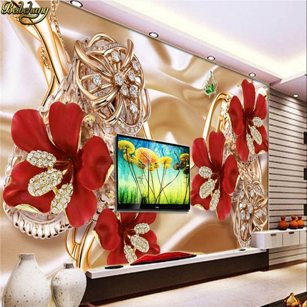 

custom p wallpaper stereo surfaces mural 3d rich jewelry jewelry flowers tv backdrop wall paper papel de parede 3d