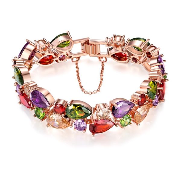 

rose gold color mona lisa zircon bracelet for women crystal from swarovskis multicolor cz stones special store, Black
