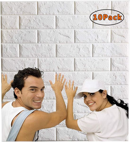 

10pcs pe foam 3d wallpaper diy wall stickers wall decor embossed brick stone wallpaper room house 70 x 77 poster