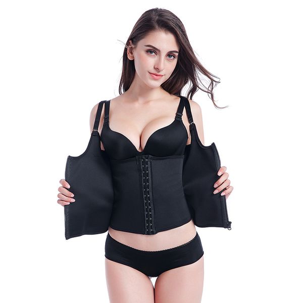

bodysuit women slimming zipper waist trainer cinta modeladora body shaper tummy waist cincher tank corrective shapewear, Black;white