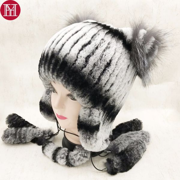 

2017 lady new style winter genuine real rex fur hat women warm good quality 100% natural real sliver fur cap, Blue;gray
