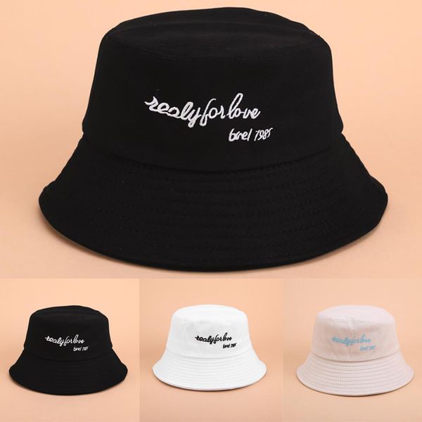 

letter print embroidery fisherman hat women men spring summer autumn outdoor leisure cotton sunshade cap bucket hat, Blue;gray