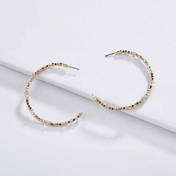 

2019 fall trendy fashion geometric square bead c type ear stud c earrings are suitable for social weddings for women, Silver
