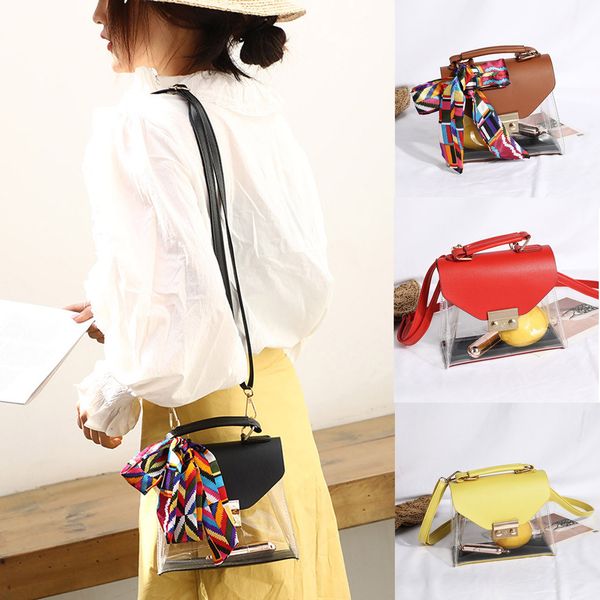 

fashion lady transparent jelly scarf retro wild shoulder bag messenger bag bags for women 2019 bolsa feminina kj