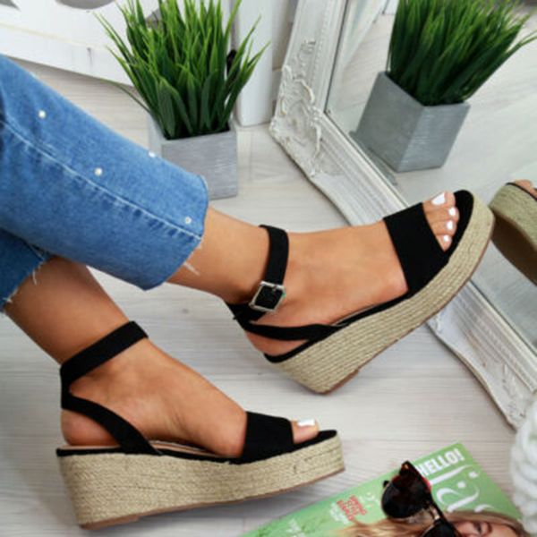 

shujin summer platform sandals 2019 fashion women sandal wedges shoes casual woman peep toe black platform sandals causal shoes