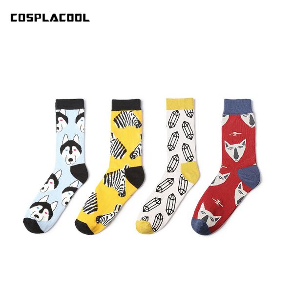 

cosplacool]pug/pen pattern happy socks men british style skateboard hip hop socks harajuku sokken calcetines hombre, Black