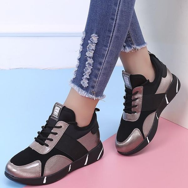 

2019 new women casual shoes fashion thick bottom walking lace-up flat shoes sneakers 2018 women tenis feminino f567, Black