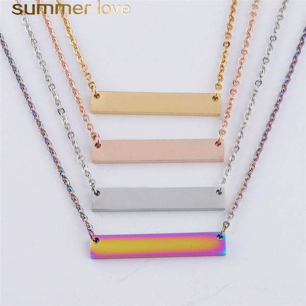 

пустой тег ожерелье из нержавеющей стали квадратной формы 5 цвета цепи для лазерной гравировки diy ожерелья женщин подарка детей, Silver