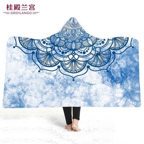 

gridilango многоцветный мандала boho с капюшоном одеяло чешский для взрослых дети носимые бросок одеяла путешествия домашний офис челнок