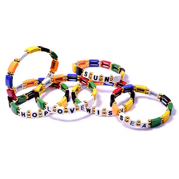 

луна девушка конфеты цвет плитки эластичный браслет для женщин ручной работы мода boho эмаль миюки стекируемые браслеты femme dropshipping, Golden;silver