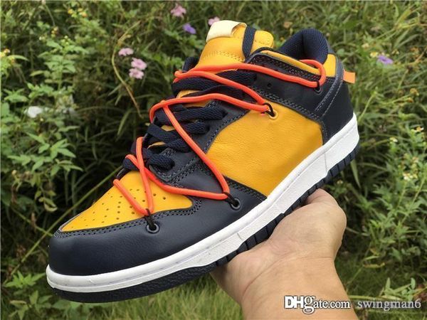 

new authentic off dunk low leather collection white running shoes university gold midnight navy athletic men women sports sneakers