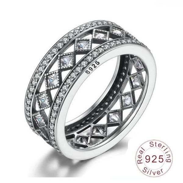

2018 bfq 925 sterling silver ring square vintage fascination big diamond rings for women's luxury s925 fine jewelry