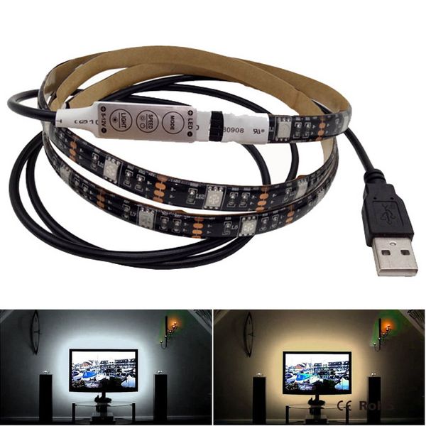 

strip light 1-5m rgb flexible 5050 rgb usb led strip light with 5v usb cable and mini controller for tv/lapbackground light