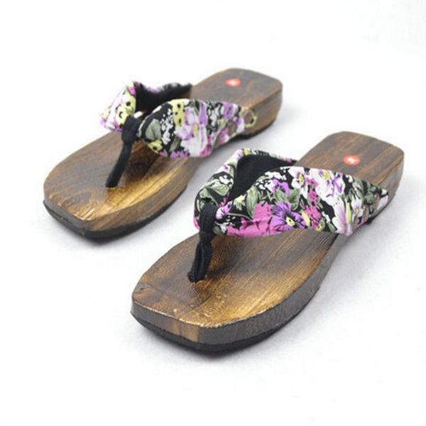 

men and women japanese samurai clogs wood sandals unclogs shoes flat wood heel square toe shoes summer plank sandals w118, Black
