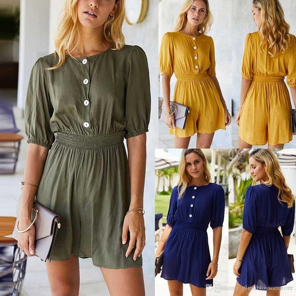 

jumpsuit women summer casual playsuit solid overalls wide leg short jumpsuits bohemian beach ropa mujer club holiday rompers 2020 new, Black;white